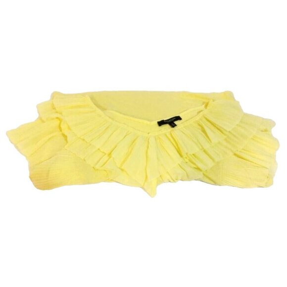 Andrew Marc New York Blouse Top Womens Size XL Canary Yellow Ruffles Boho Style - Picture 2 of 6
